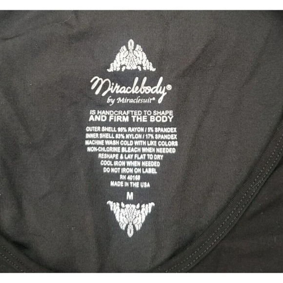 MIRACLEBODY by Miraclesuit Womens Sz M Black Stretch Pleated Slimming Top NWT - Picture 8 of 9